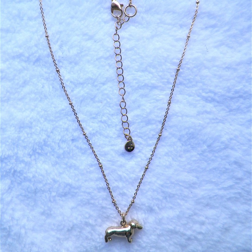 3 LEFT PRICE IS FIRM "Dachshund" 16" Necklace LC Lauren Conrad Hot Dog Doxie - Picture 3 of 8